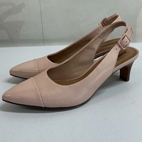 Clarks Collection Cushion Soft Slingback Heels Nude Blush Leather Women’s 9.5 - Picture 3 of 7